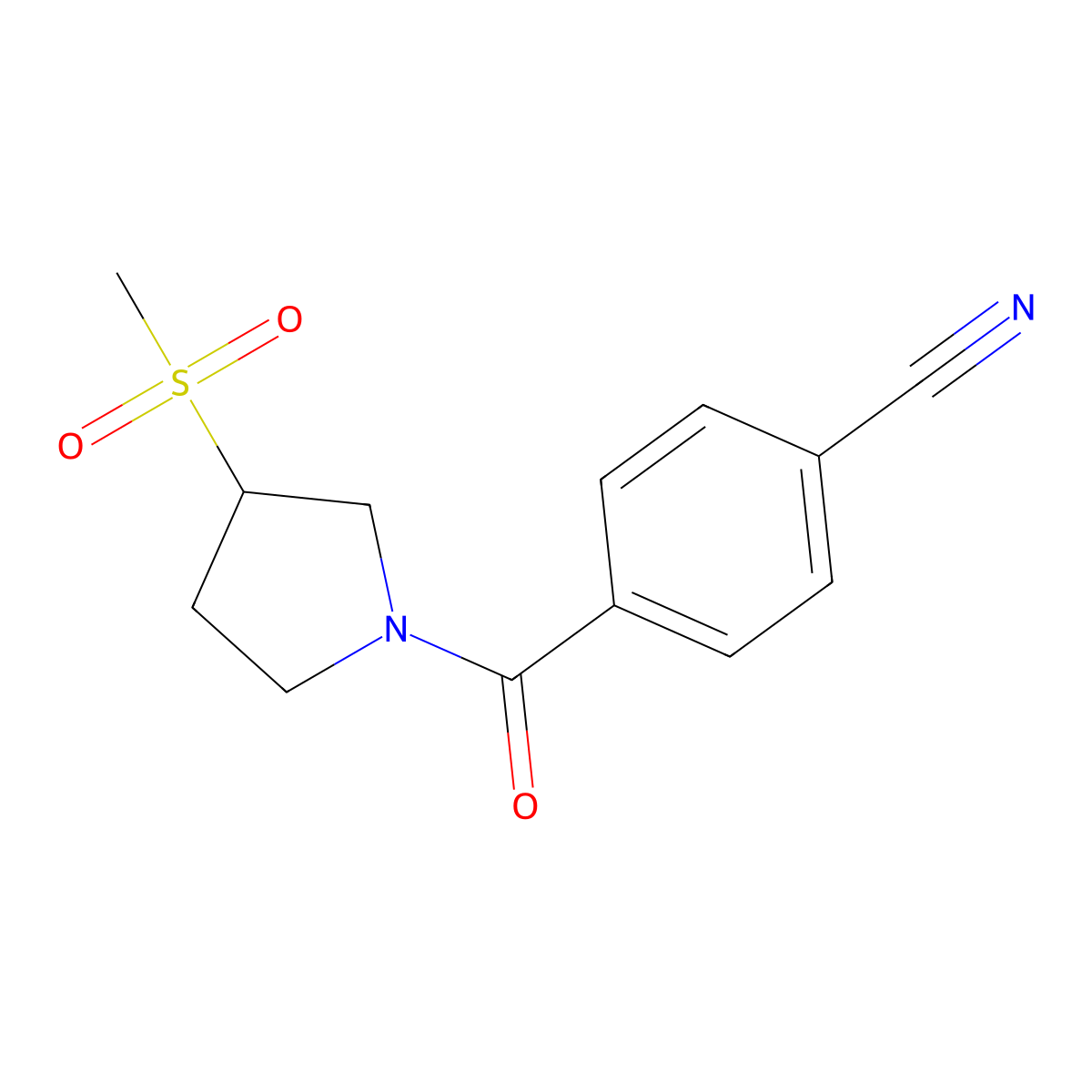 4-(3-(Methylsulfonyl)pyrrolidine-1-carbonyl)benzonitrile molecular structure, CAS 1705269-86-8