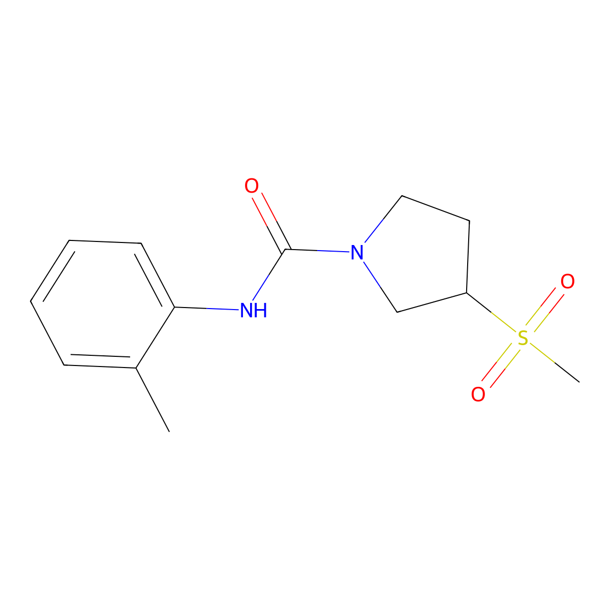 3-(methylsulfonyl)-N-(o-tolyl)pyrrolidine-1-carboxamide molecular structure, CAS 1705270-41-2