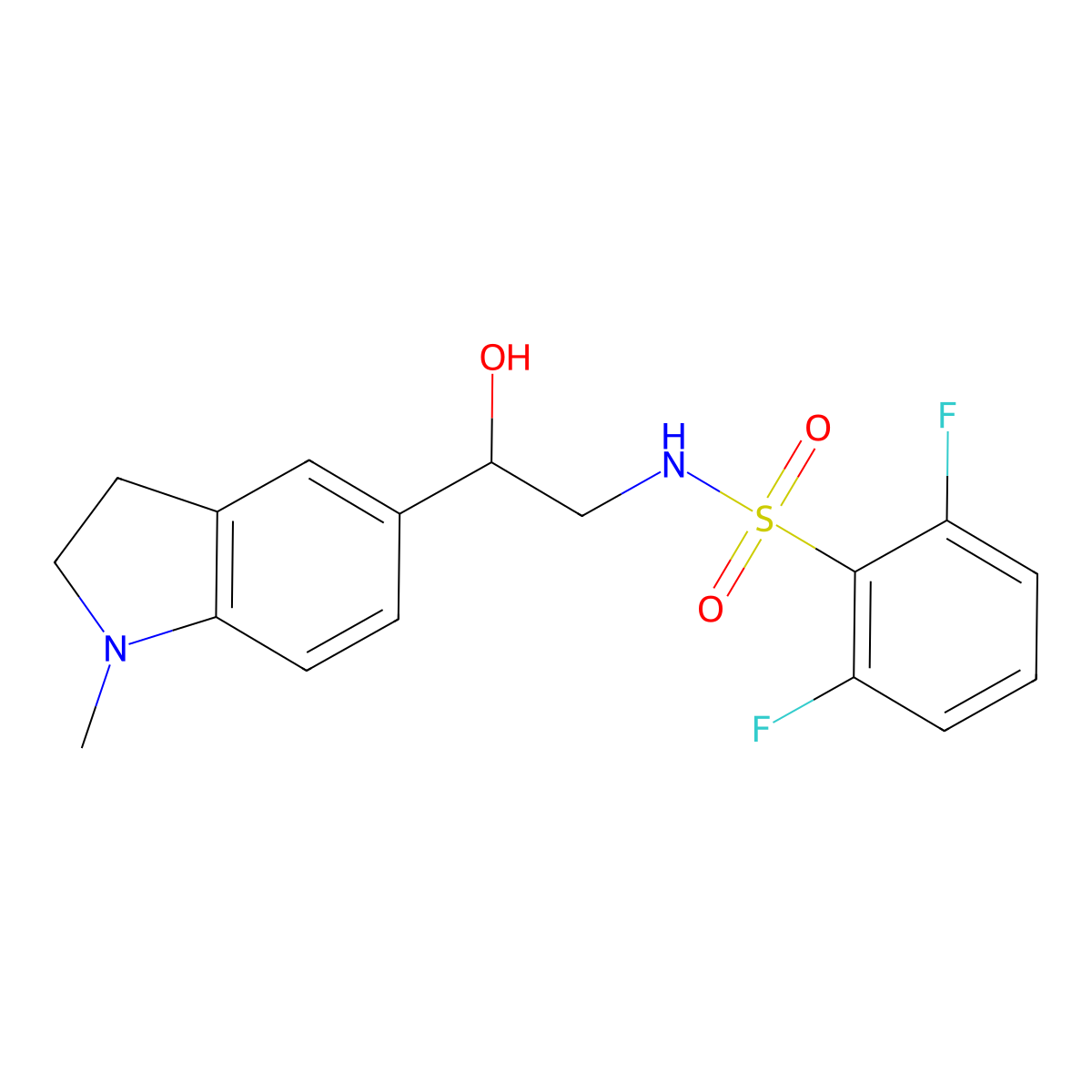 2,6-difluoro-N-(2-hydroxy-2-(1-methylindolin-5-yl)ethyl)benzenesulfonamide molecular structure, CAS 1705270-44-5