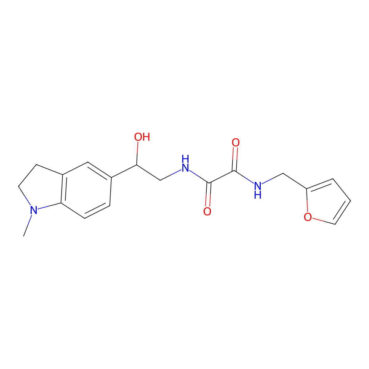 N1-(furan-2-ylmethyl)-N2-(2-hydroxy-2-(1-methylindolin-5-yl)ethyl)oxalamide molecular structure, CAS 1705270-67-2