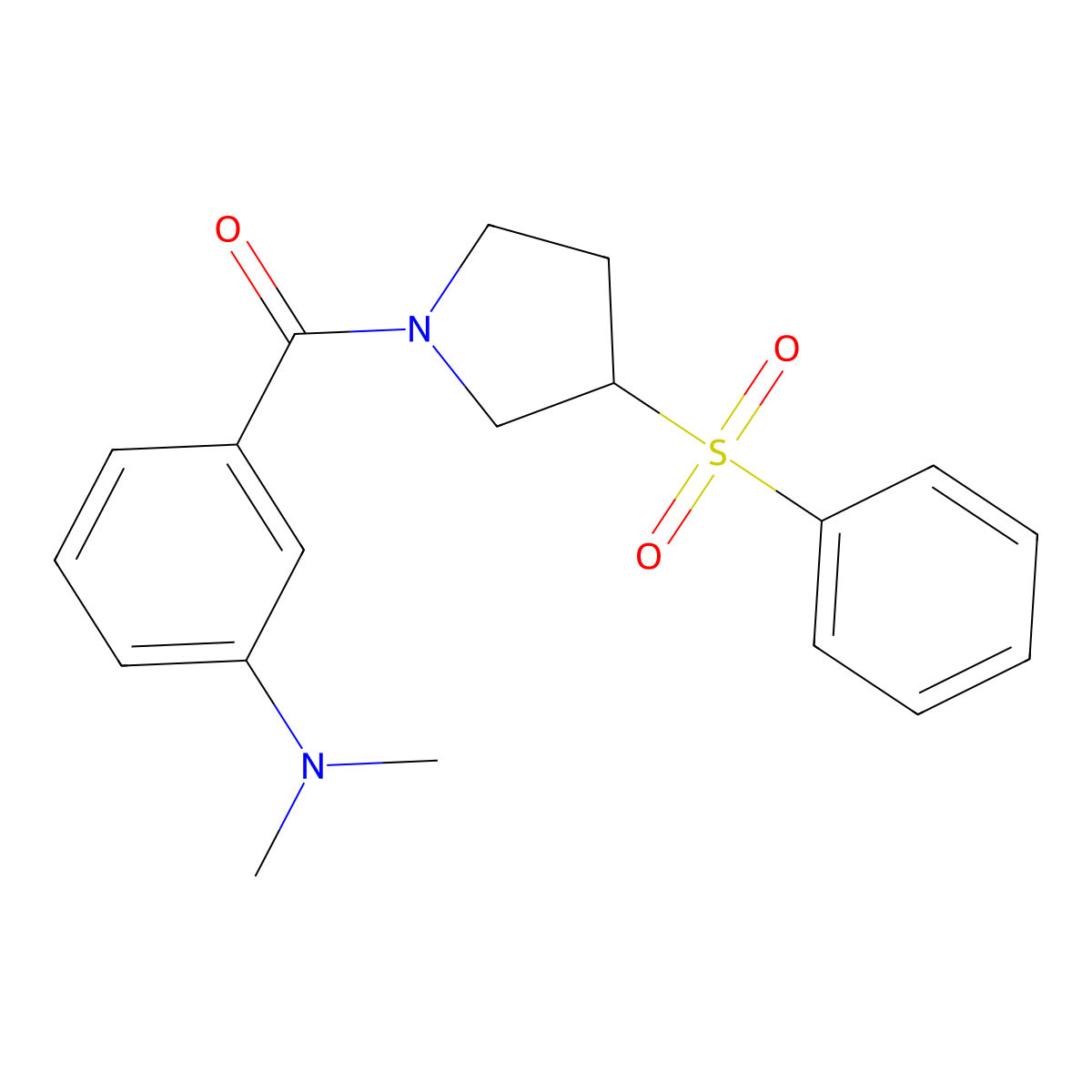 (3-(Dimethylamino)phenyl)(3-(phenylsulfonyl)pyrrolidin-1-yl)methanone molecular structure, CAS 1705270-99-0
