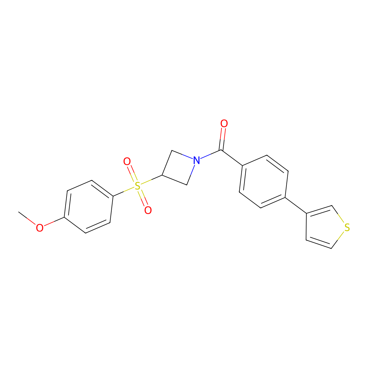 3-(4-Methoxybenzenesulfonyl)-1-[4-(thiophen-3-yl)benzoyl]azetidine molecular structure, CAS 1705271-32-4