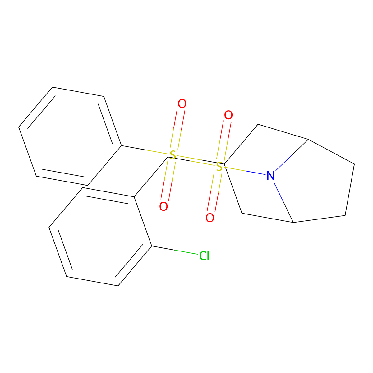 (1R,5S)-8-((2-chlorobenzyl)sulfonyl)-3-(phenylsulfonyl)-8-azabicyclo[3.2.1]octane molecular structure, CAS 1705273-13-7