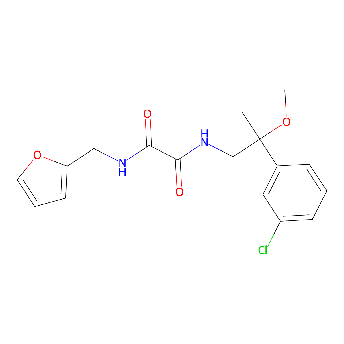 N1-(2-(3-chlorophenyl)-2-methoxypropyl)-N2-(furan-2-ylmethyl)oxalamide molecular structure, CAS 1705278-50-7