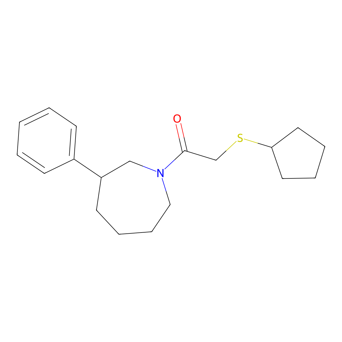 2-(Cyclopentylthio)-1-(3-phenylazepan-1-yl)ethanone molecular structure, CAS 1705293-54-4