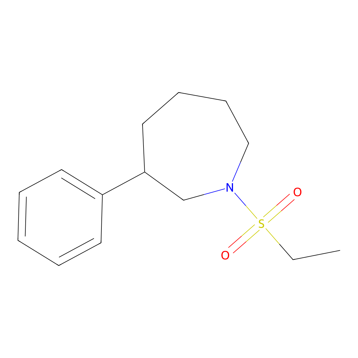 1-(Ethylsulfonyl)-3-phenylazepane molecular structure, CAS 1705294-34-3