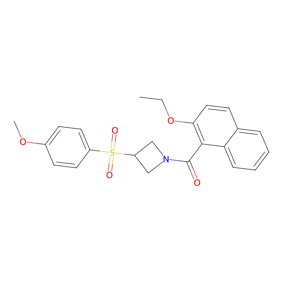 (2-Ethoxynaphthalen-1-yl)(3-((4-methoxyphenyl)sulfonyl)azetidin-1-yl)methanone molecular structure, CAS 1705295-39-1