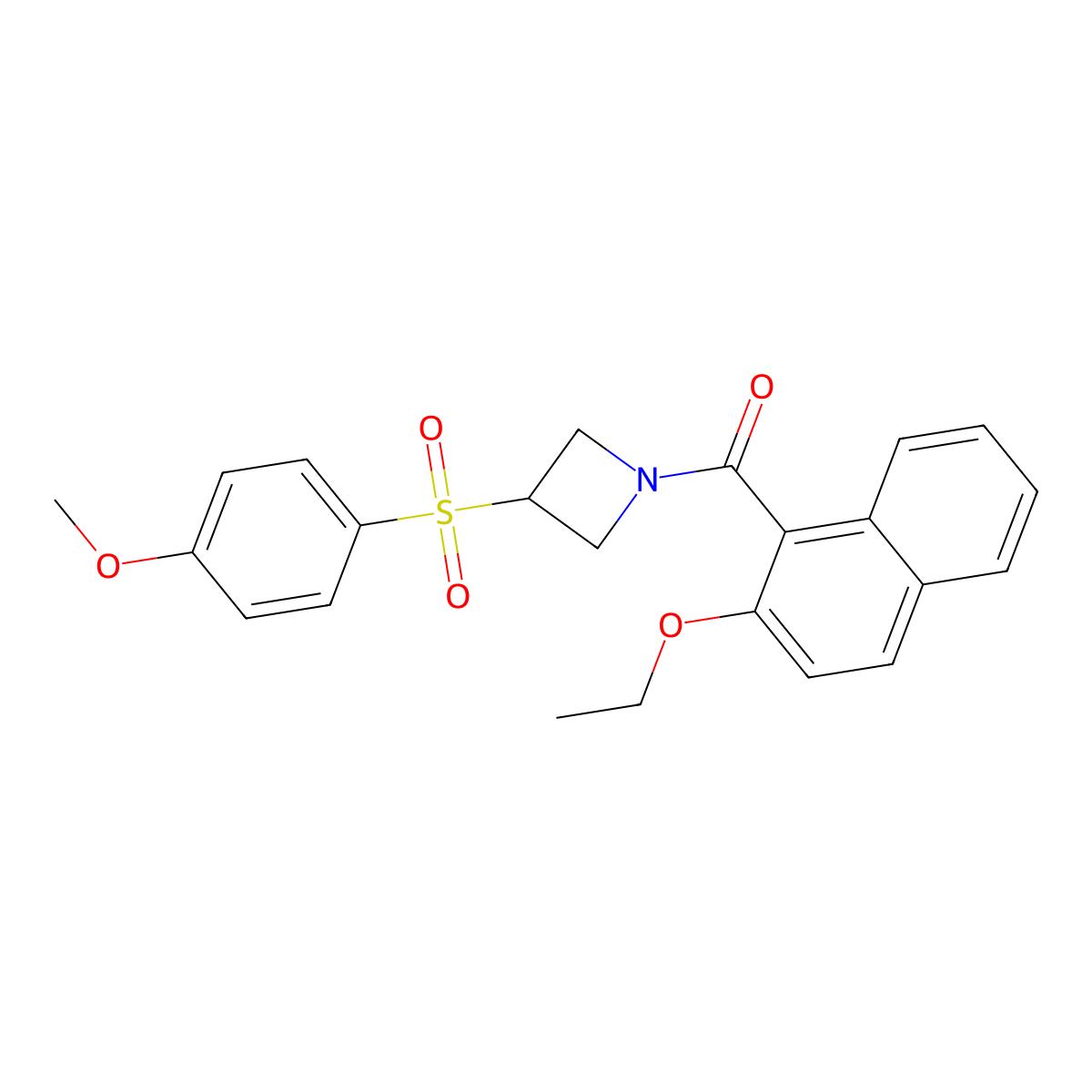 (2-Ethoxynaphthalen-1-yl)(3-((4-methoxyphenyl)sulfonyl)azetidin-1-yl)methanone molecular structure, CAS 1705295-39-1