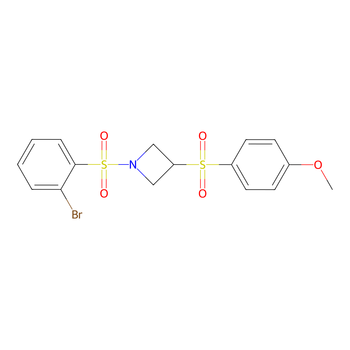 1-(2-Bromobenzenesulfonyl)-3-(4-methoxybenzenesulfonyl)azetidine molecular structure, CAS 1705295-80-2