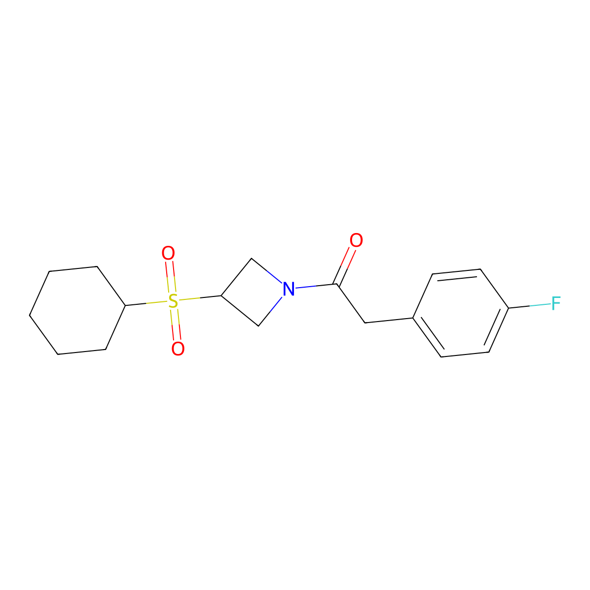 1-(3-(Cyclohexylsulfonyl)azetidin-1-yl)-2-(4-fluorophenyl)ethanone molecular structure, CAS 1705296-70-3