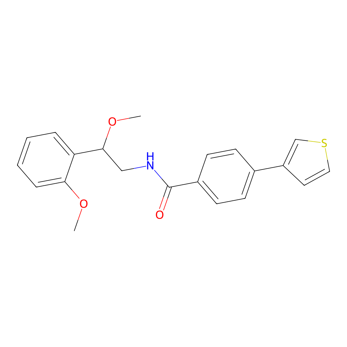 N-[2-methoxy-2-(2-methoxyphenyl)ethyl]-4-(thiophen-3-yl)benzamide molecular structure, CAS 1705297-19-3