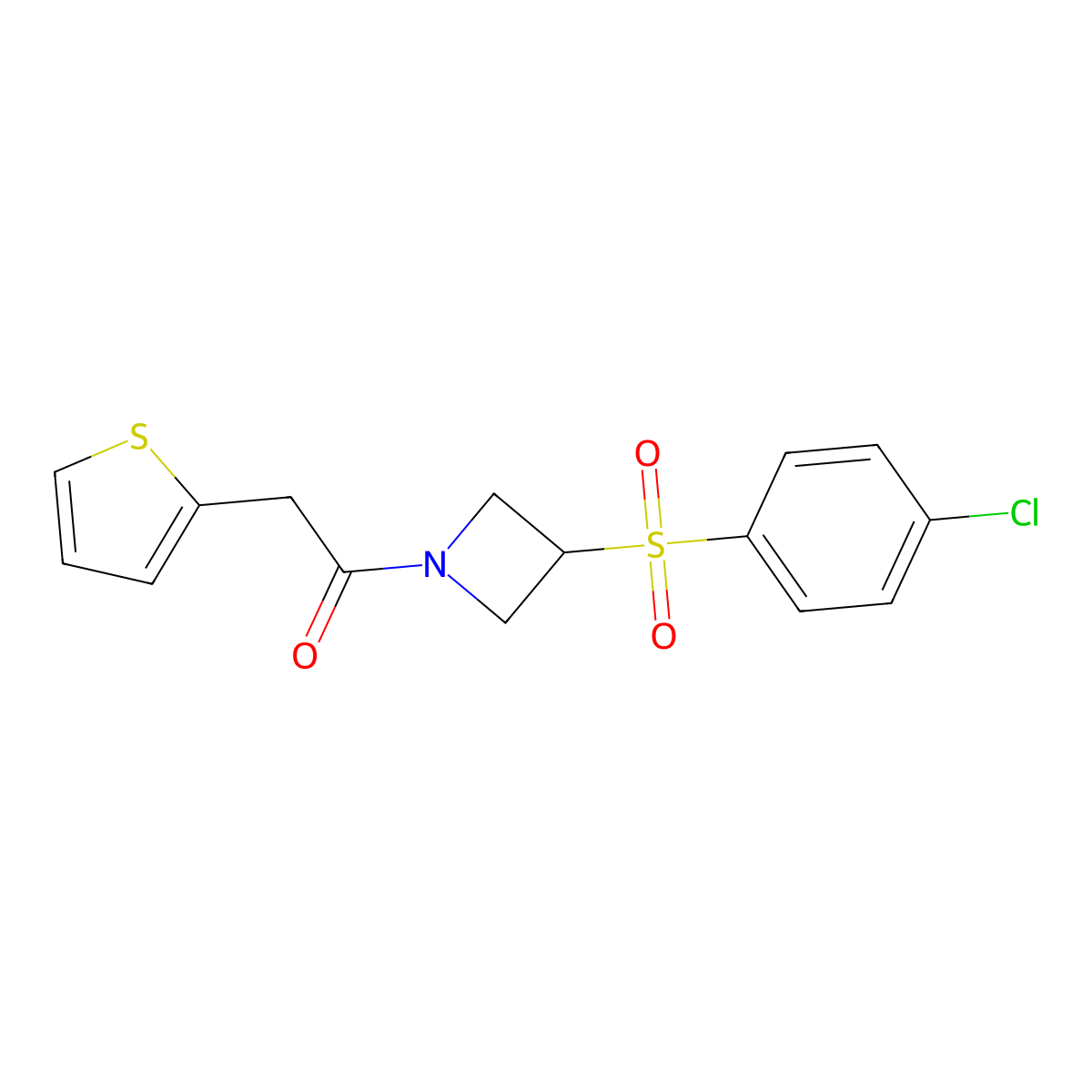 1-(3-((4-Chlorophenyl)sulfonyl)azetidin-1-yl)-2-(thiophen-2-yl)ethanone molecular structure, CAS 1705300-07-7