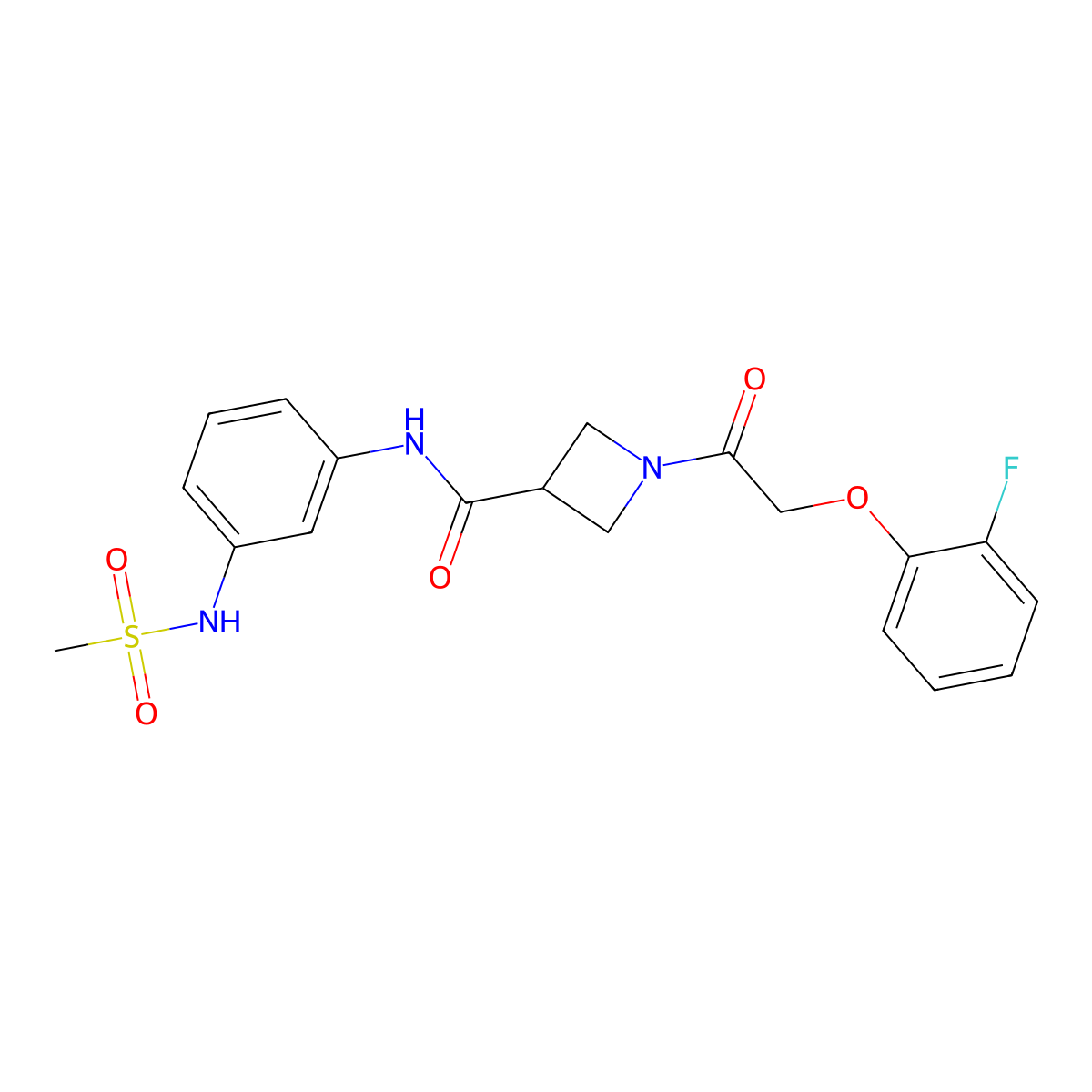 1-[2-(2-fluorophenoxy)acetyl]-N-(3-methanesulfonamidophenyl)azetidine-3-carboxamide molecular structure, CAS 1705301-01-4