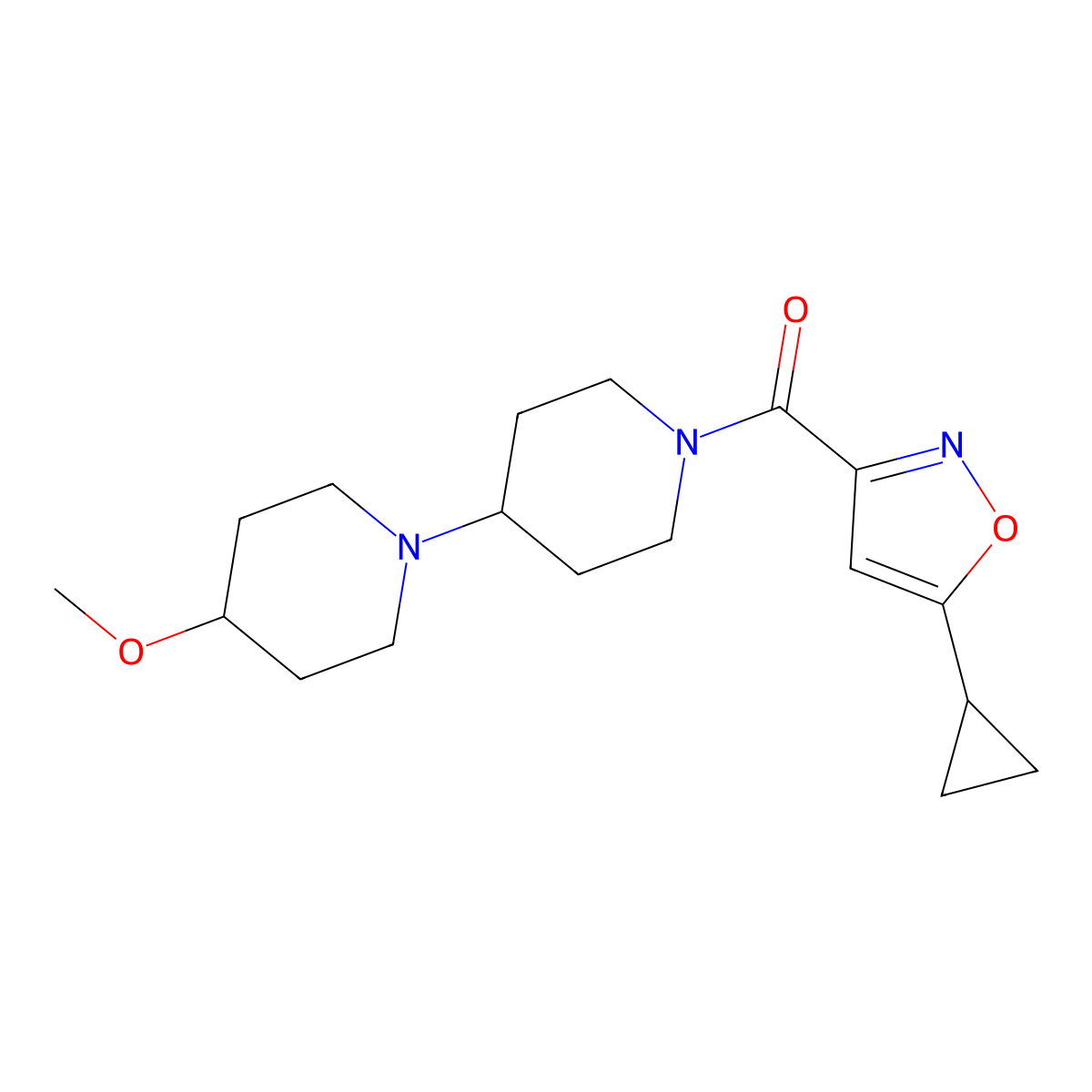 1'-(5-Cyclopropyl-1,2-oxazole-3-carbonyl)-4-methoxy-1,4'-bipiperidine molecular structure, CAS 1705306-13-3