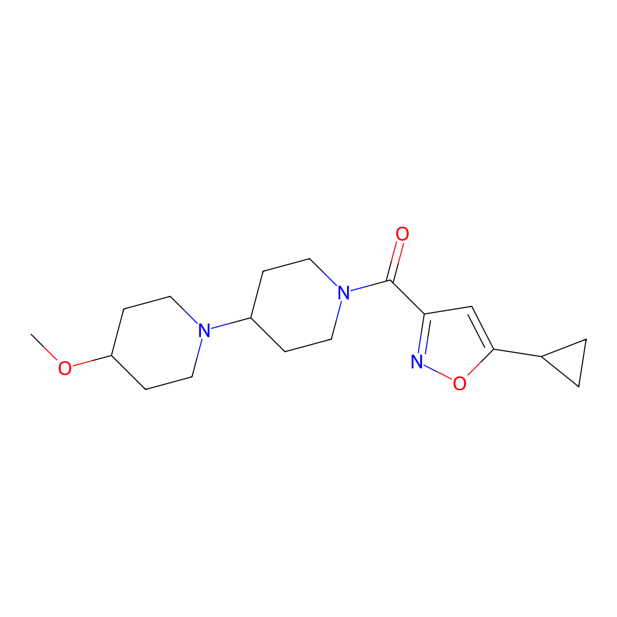 1'-(5-Cyclopropyl-1,2-oxazole-3-carbonyl)-4-methoxy-1,4'-bipiperidine molecular structure, CAS 1705306-13-3