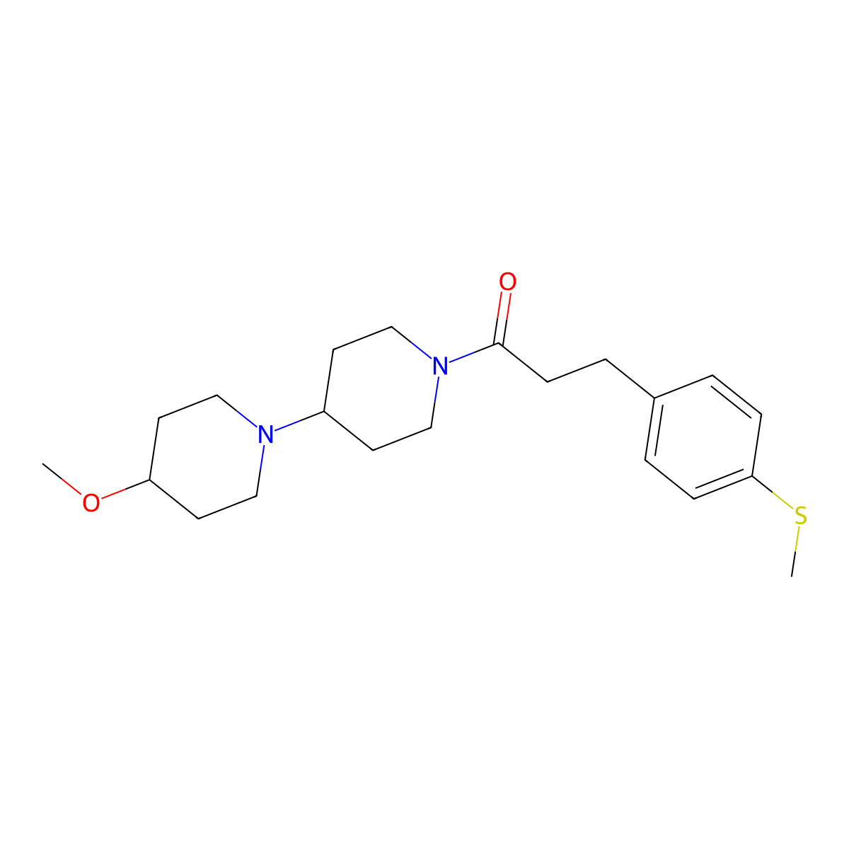1-{4-Methoxy-[1,4'-bipiperidine]-1'-yl}-3-[4-(methylsulfanyl)phenyl]propan-1-one molecular structure, CAS 1705307-03-4