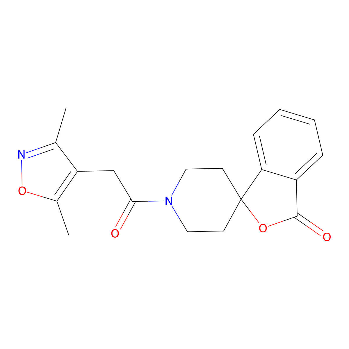 1'-(2-(3,5-dimethylisoxazol-4-yl)acetyl)-3H-spiro[isobenzofuran-1,4'-piperidin]-3-one molecular structure, CAS 1705307-61-4