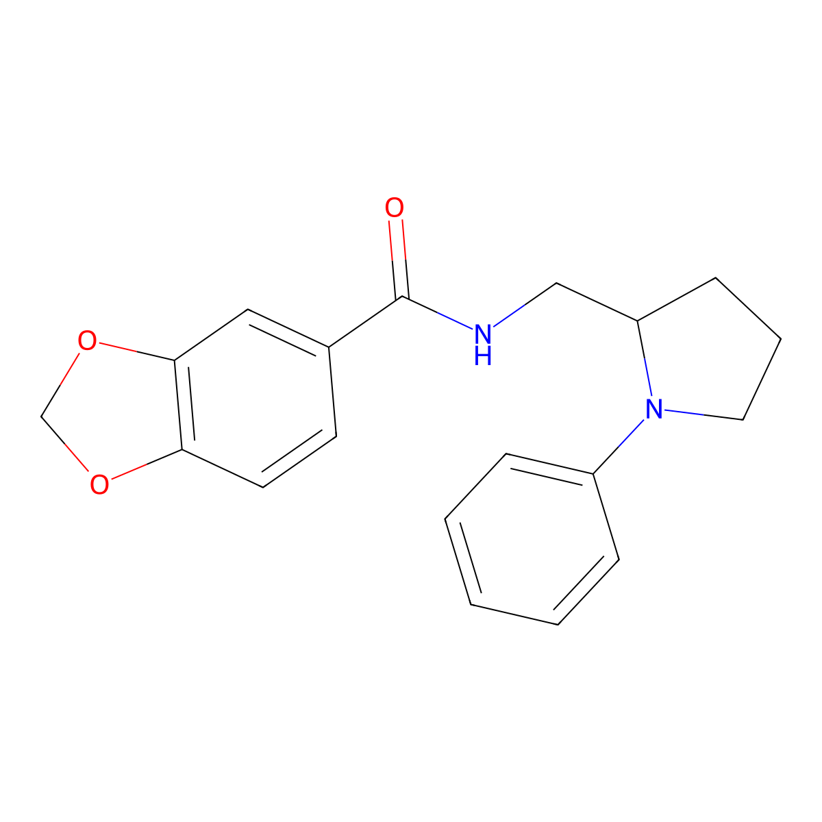 N-((1-phenylpyrrolidin-2-yl)methyl)benzo[d][1,3]dioxole-5-carboxamide molecular structure, CAS 1705308-80-0