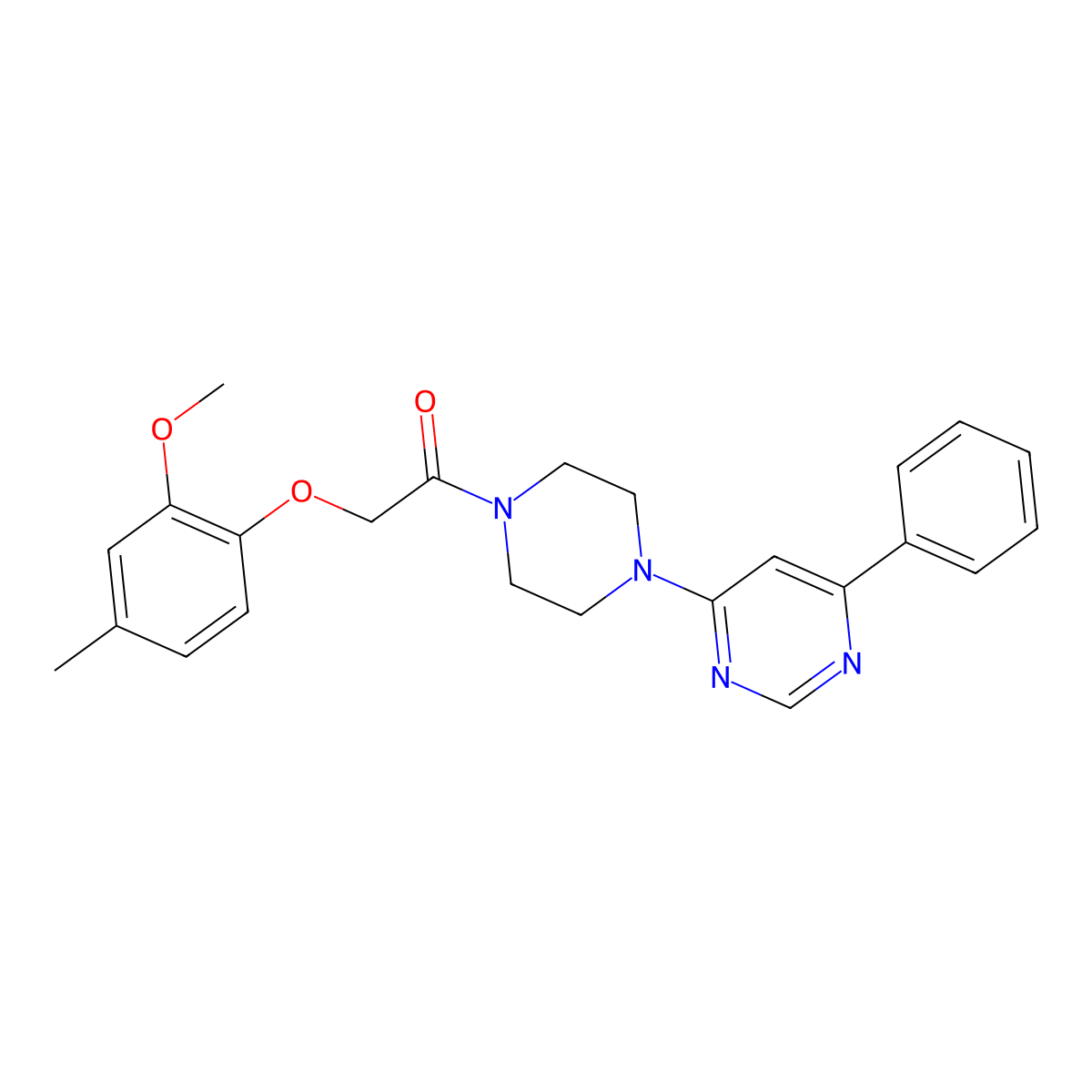 2-(2-Methoxy-4-methylphenoxy)-1-[4-(6-phenylpyrimidin-4-yl)piperazin-1-yl]ethan-1-one molecular structure, CAS 1705309-53-0