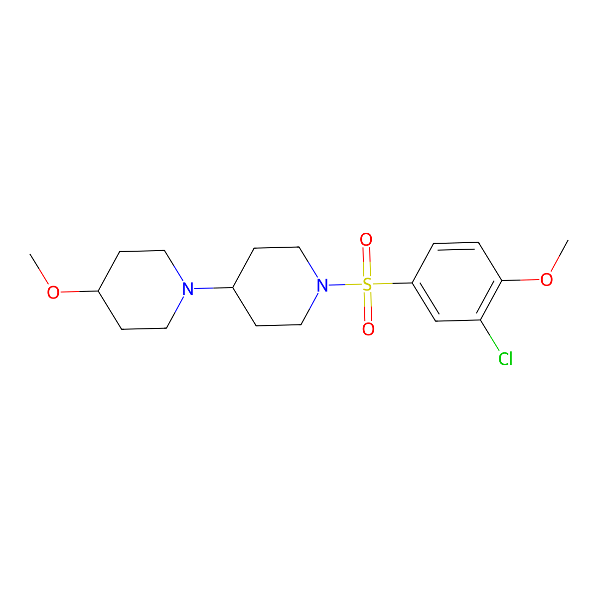 1'-(3-Chloro-4-methoxybenzenesulfonyl)-4-methoxy-1,4'-bipiperidine molecular structure, CAS 1705309-68-7