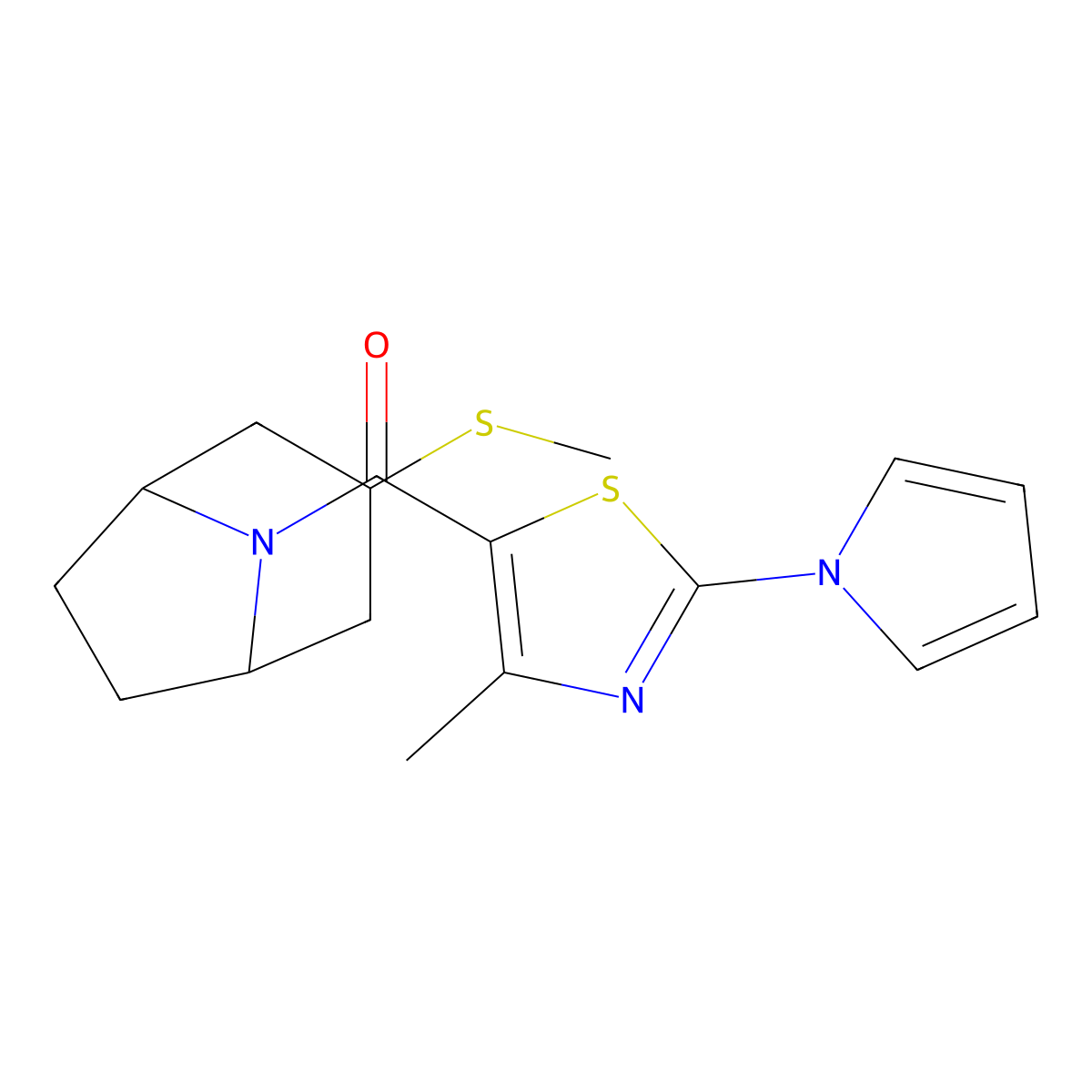 (4-methyl-2-(1H-pyrrol-1-yl)thiazol-5-yl)((1R,5S)-3-(methylthio)-8-azabicyclo[3.2.1]octan-8-yl)methanone molecular structure, CAS 1705310-13-9