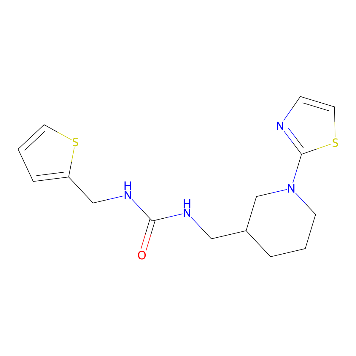 1-((1-(Thiazol-2-yl)piperidin-3-yl)methyl)-3-(thiophen-2-ylmethyl)urea molecular structure, CAS 1705310-72-0