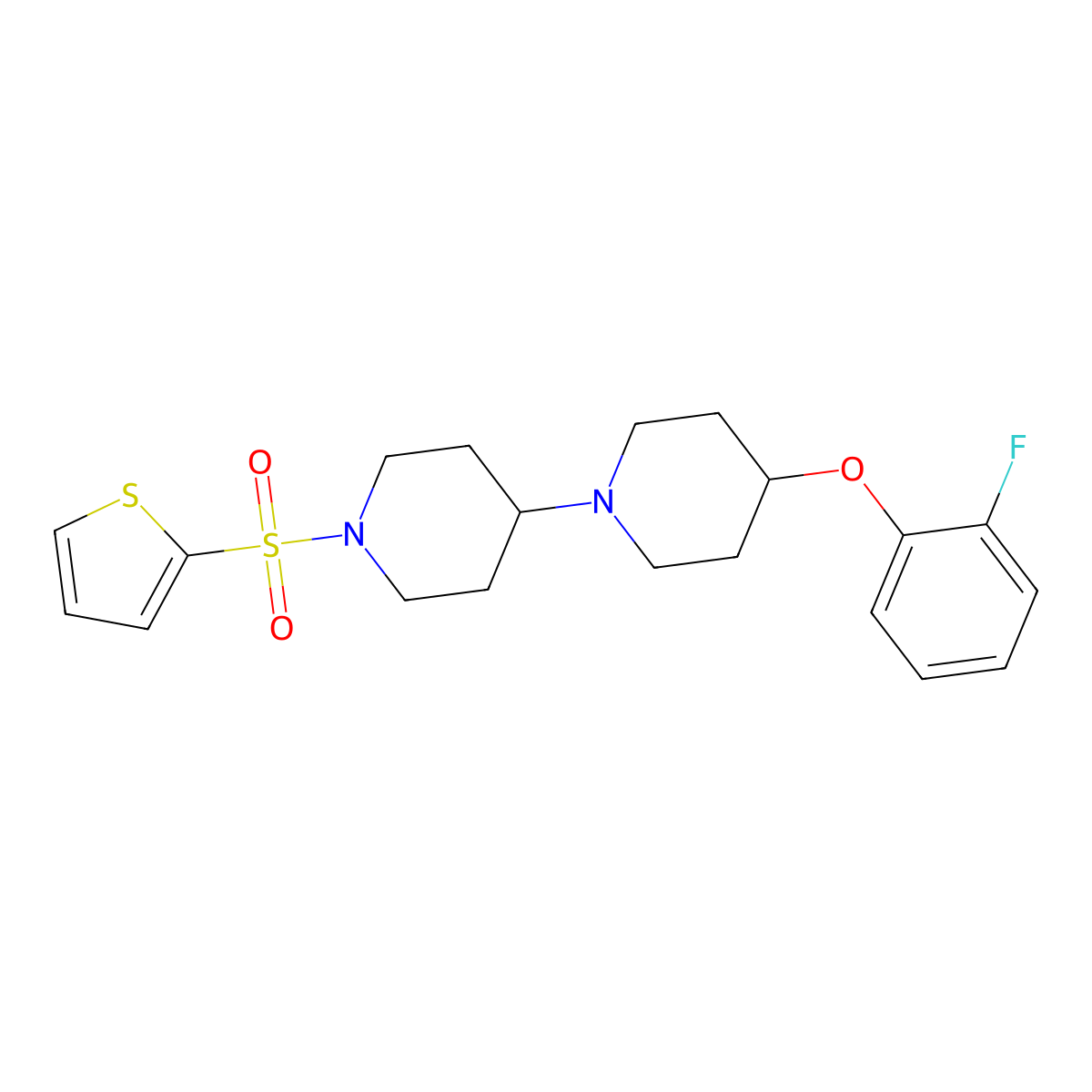 4-(2-Fluorophenoxy)-1'-(thiophen-2-ylsulfonyl)-1,4'-bipiperidine molecular structure, CAS 1705311-69-8