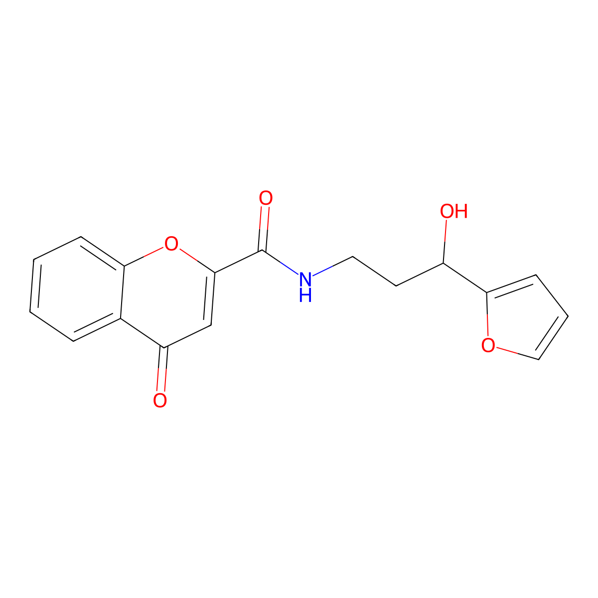 N-[3-(furan-2-yl)-3-hydroxypropyl]-4-oxo-4H-chromene-2-carboxamide molecular structure, CAS 1705315-05-4