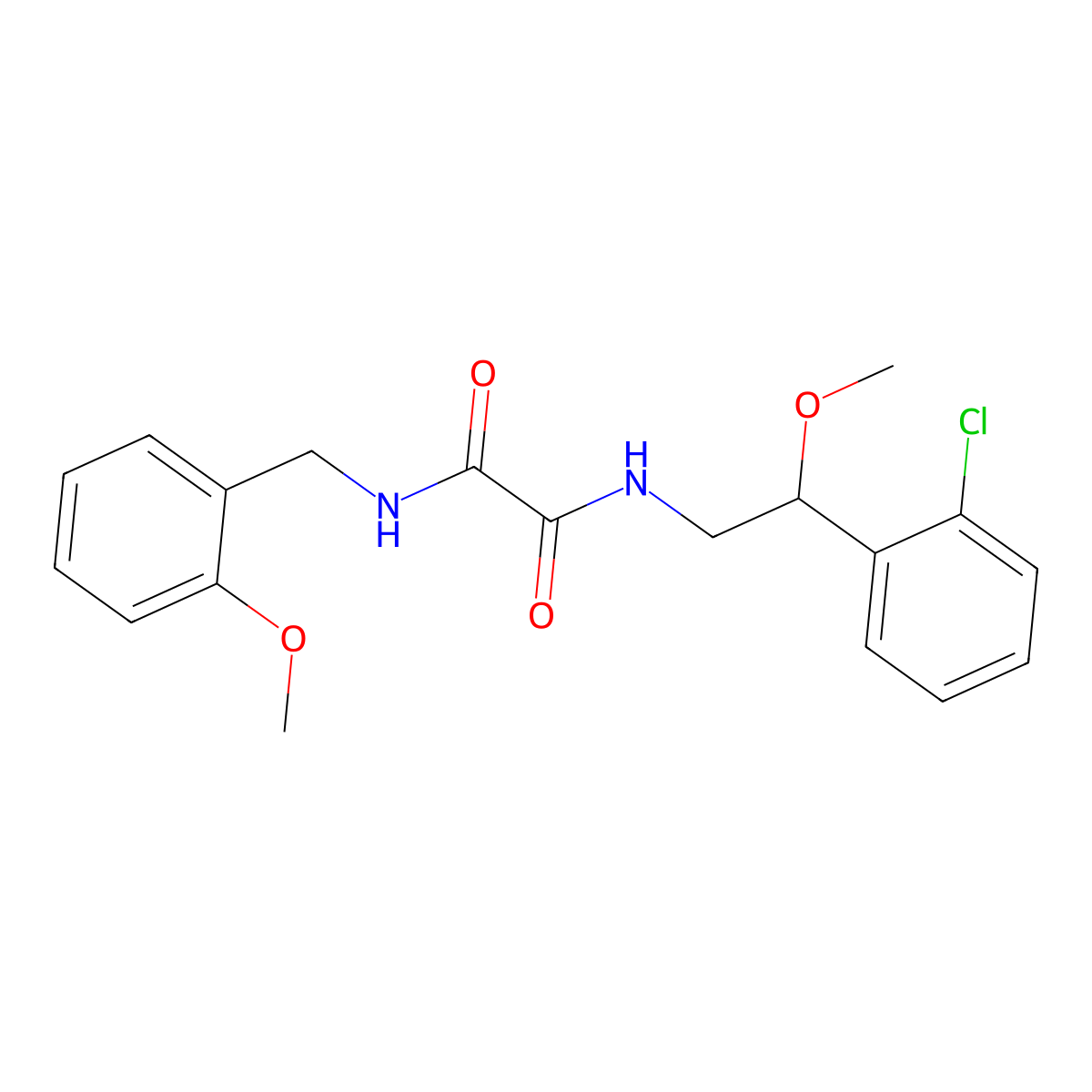 N1-(2-(2-chlorophenyl)-2-methoxyethyl)-N2-(2-methoxybenzyl)oxalamide molecular structure, CAS 1705317-40-3