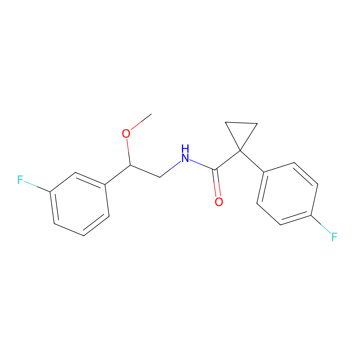 1-(4-fluorophenyl)-N-(2-(3-fluorophenyl)-2-methoxyethyl)cyclopropanecarboxamide molecular structure, CAS 1705319-31-8