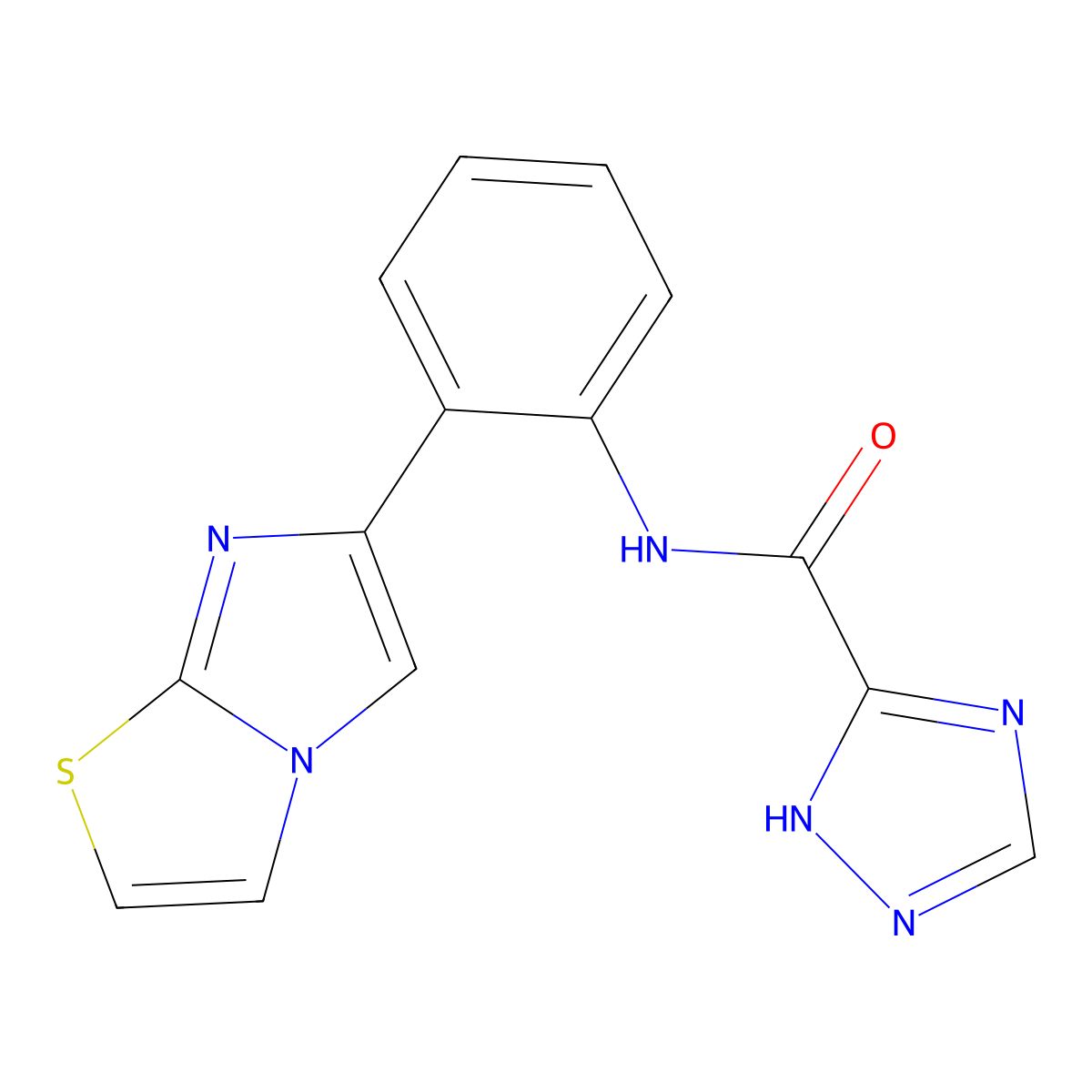 N-(2-(imidazo[2,1-b]thiazol-6-yl)phenyl)-1H-1,2,4-triazole-5-carboxamide molecular structure, CAS 1705319-65-8