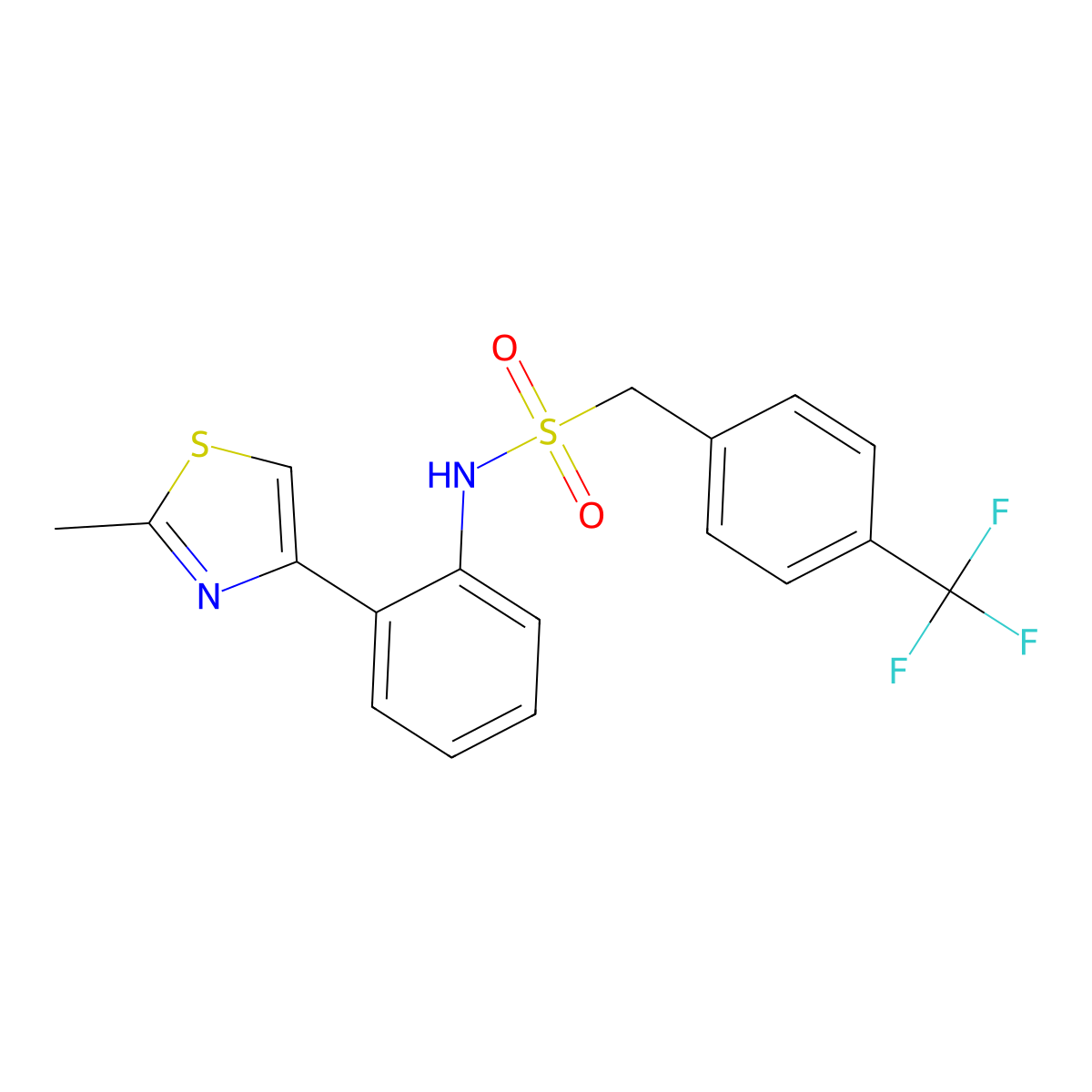N-[2-(2-methyl-1,3-thiazol-4-yl)phenyl]-1-[4-(trifluoromethyl)phenyl]methanesulfonamide molecular structure, CAS 1705322-31-1