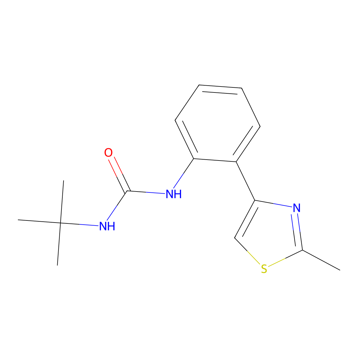 1-(Tert-butyl)-3-(2-(2-methylthiazol-4-yl)phenyl)urea molecular structure, CAS 1705322-65-1