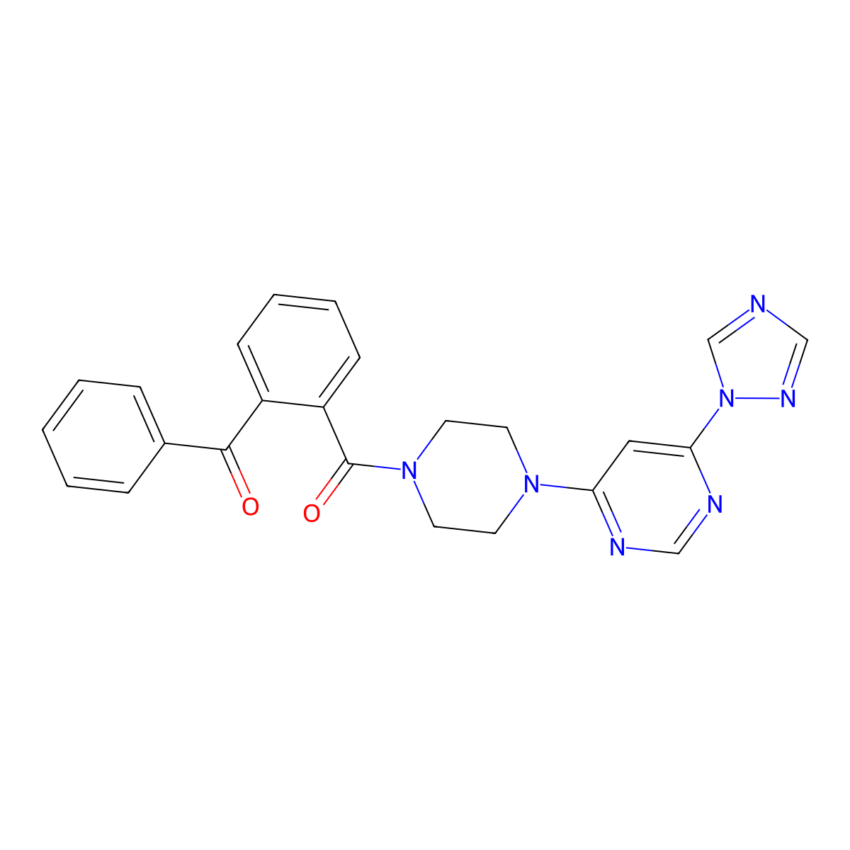 (4-(6-(1H-1,2,4-triazol-1-yl)pyrimidin-4-yl)piperazin-1-yl)(2-benzoylphenyl)methanone molecular structure, CAS 1705323-59-6