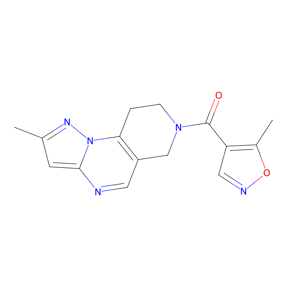 4-Methyl-11-(5-methyl-1,2-oxazole-4-carbonyl)-2,3,7,11-tetraazatricyclo[7.4.0.0^{2,6}]trideca-1(9),3,5,7-tetraene molecular structure, CAS 1705325-08-1