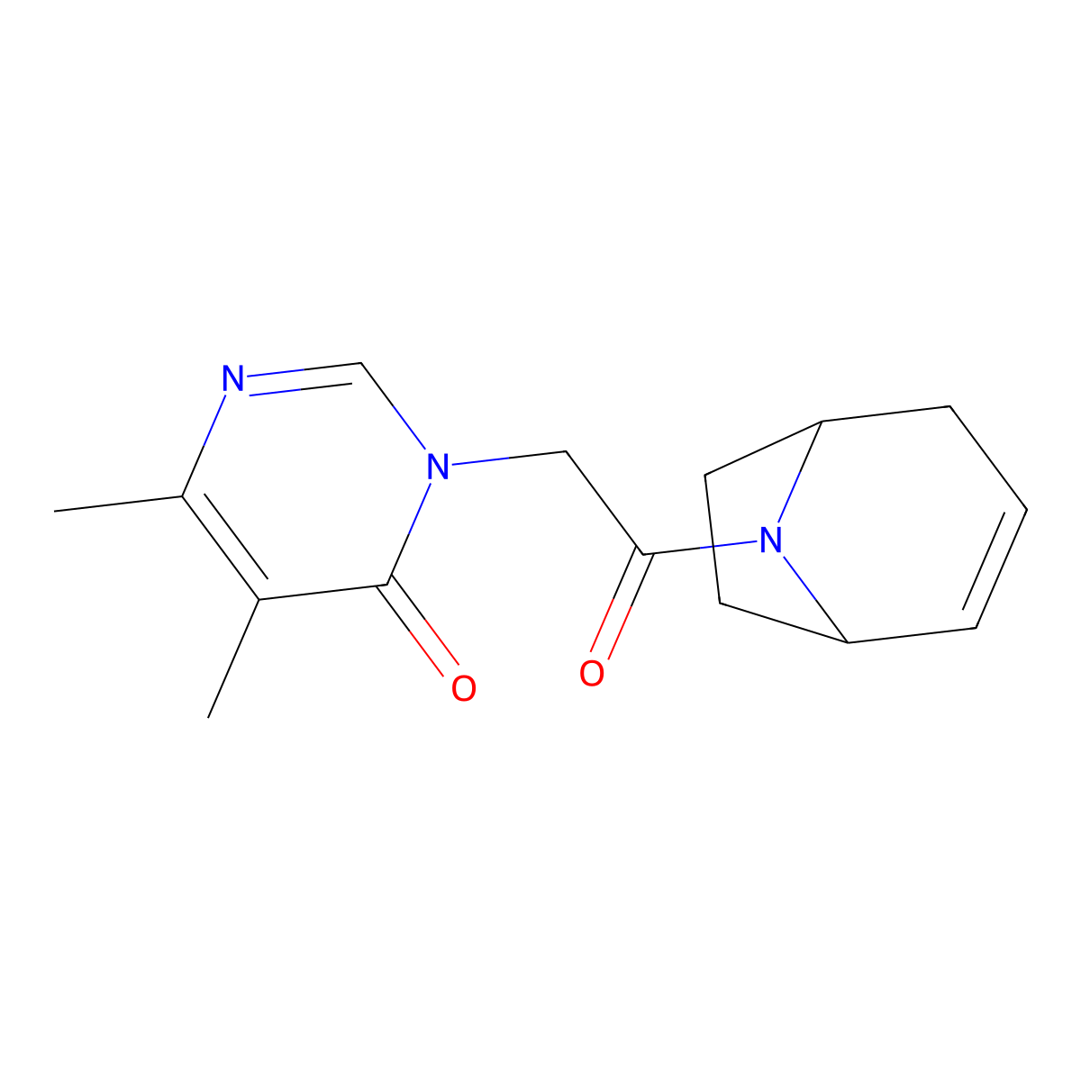 3-(2-((1R,5S)-8-azabicyclo[3.2.1]oct-2-en-8-yl)-2-oxoethyl)-5,6-dimethylpyrimidin-4(3H)-one molecular structure, CAS 1705325-53-6