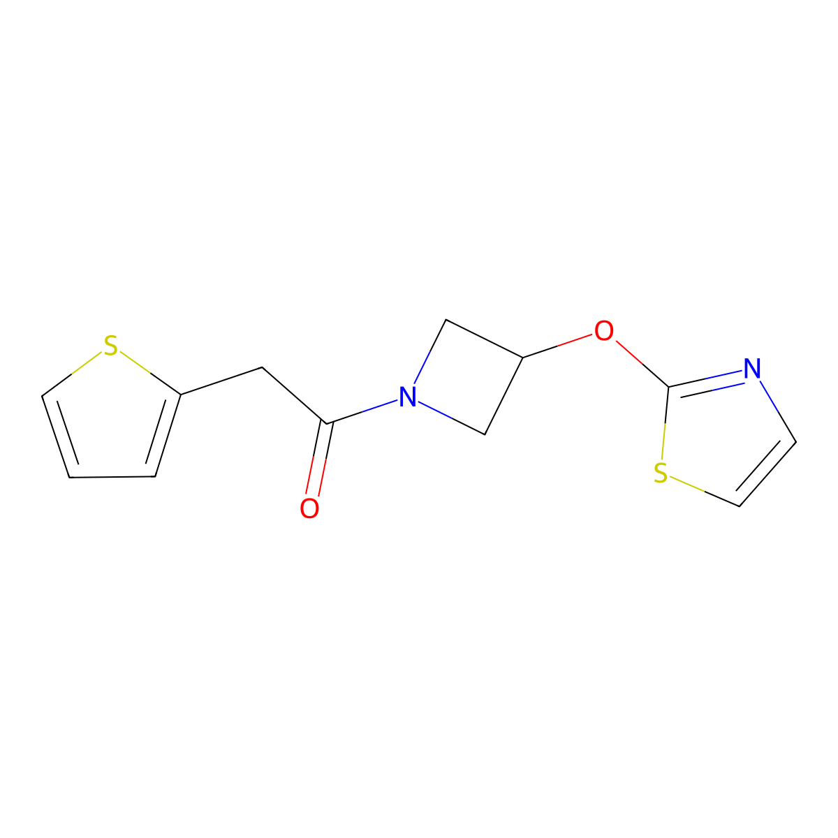 1-(3-(Thiazol-2-yloxy)azetidin-1-yl)-2-(thiophen-2-yl)ethanone molecular structure, CAS 1705326-20-0