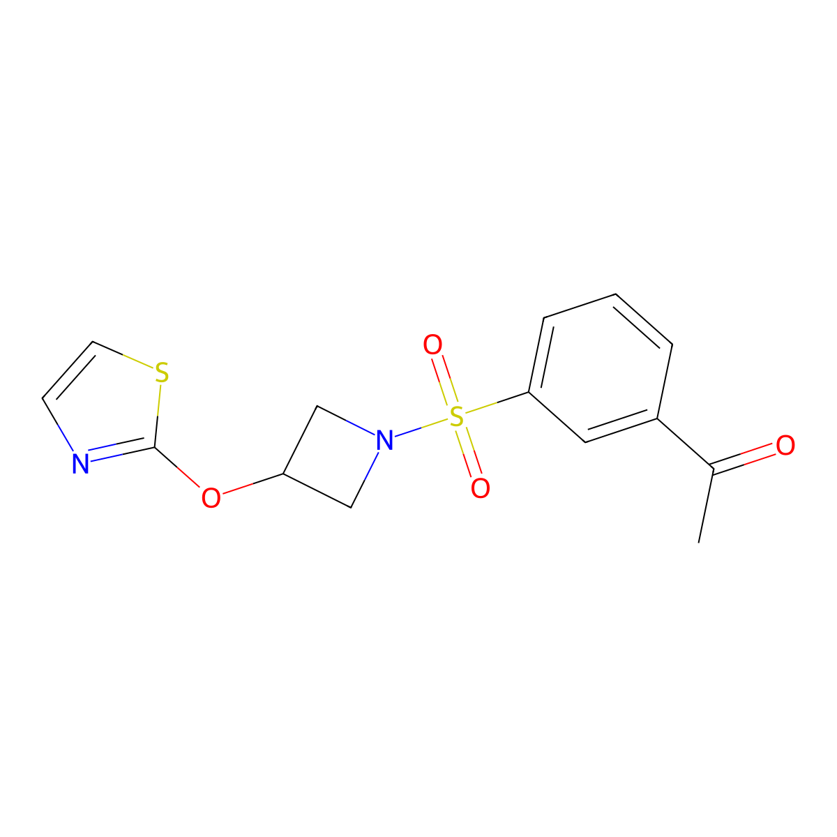1-(3-((3-(Thiazol-2-yloxy)azetidin-1-yl)sulfonyl)phenyl)ethanone molecular structure, CAS 1705328-59-1