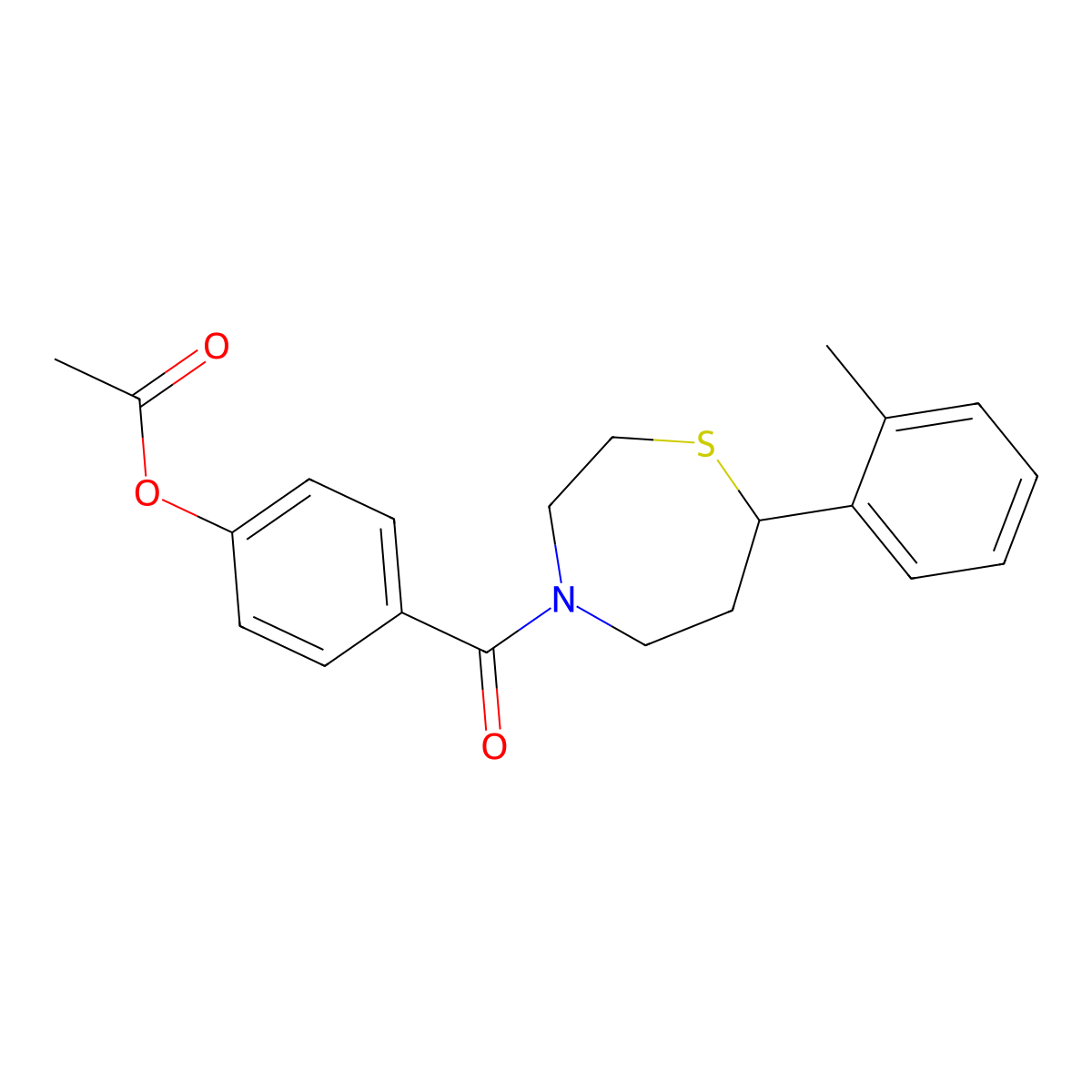 4-(7-(o-Tolyl)-1,4-thiazepane-4-carbonyl)phenyl acetate molecular structure, CAS 1705330-71-7