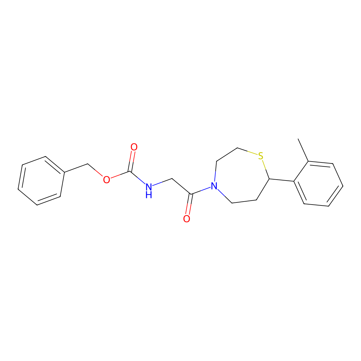 Benzyl (2-oxo-2-(7-(o-tolyl)-1,4-thiazepan-4-yl)ethyl)carbamate molecular structure, CAS 1705330-81-9