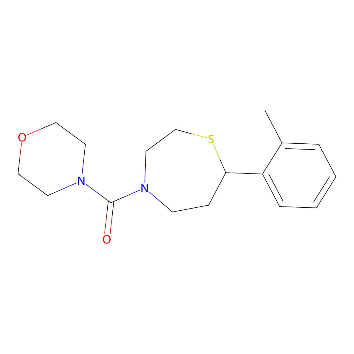Morpholino(7-(o-tolyl)-1,4-thiazepan-4-yl)methanone molecular structure, CAS 1705331-40-3