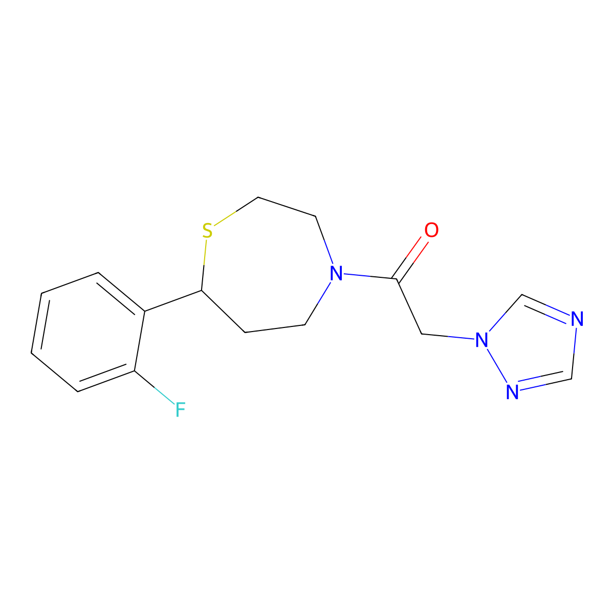 1-(7-(2-fluorophenyl)-1,4-thiazepan-4-yl)-2-(1H-1,2,4-triazol-1-yl)ethanone molecular structure, CAS 1705331-89-0