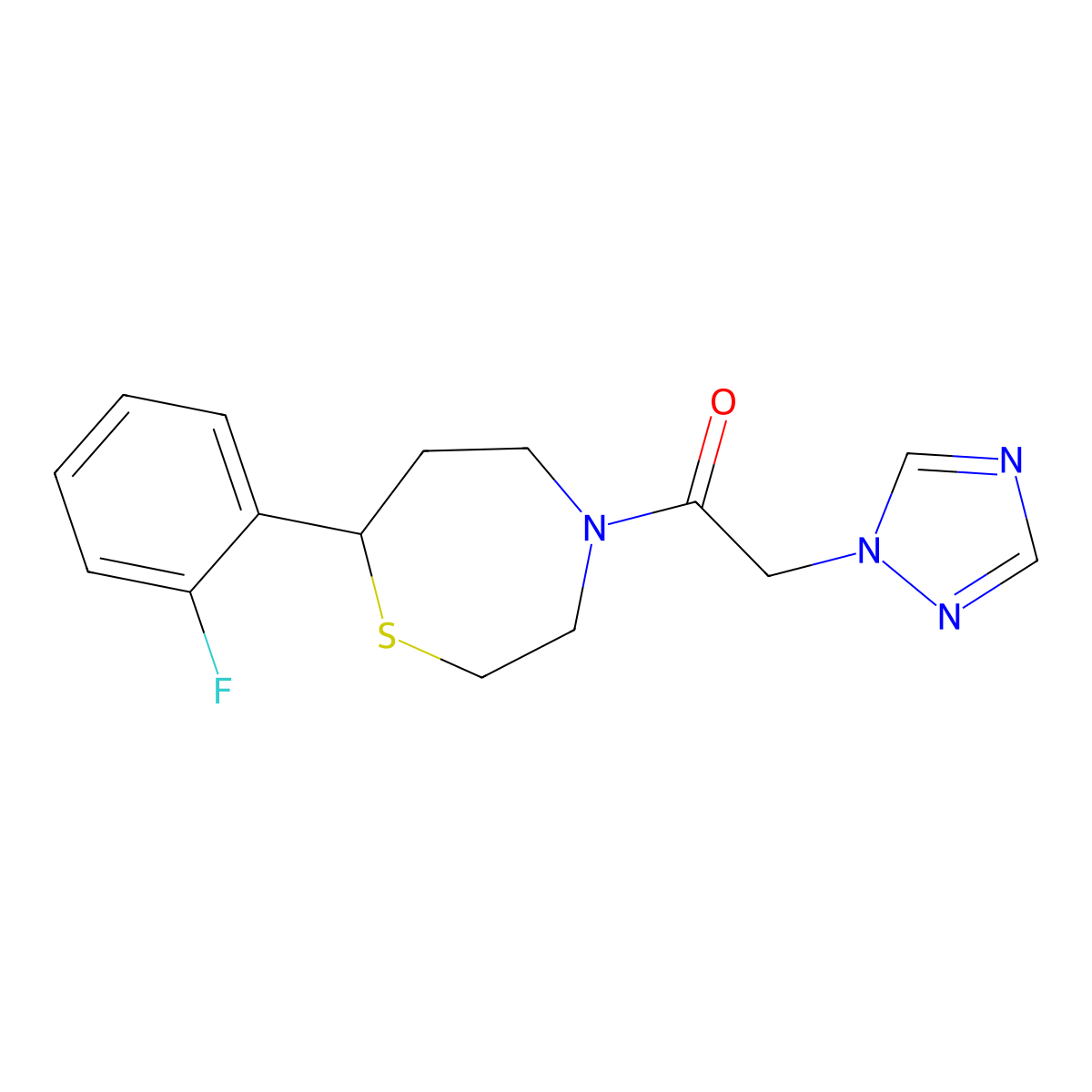 1-(7-(2-fluorophenyl)-1,4-thiazepan-4-yl)-2-(1H-1,2,4-triazol-1-yl)ethanone molecular structure, CAS 1705331-89-0