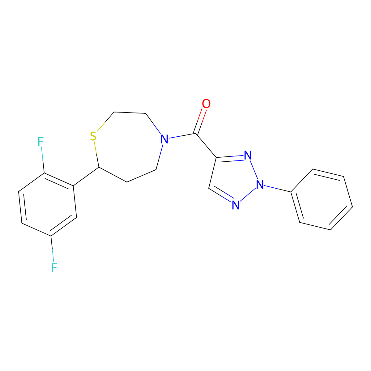 (7-(2,5-difluorophenyl)-1,4-thiazepan-4-yl)(2-phenyl-2H-1,2,3-triazol-4-yl)methanone molecular structure, CAS 1705331-97-0