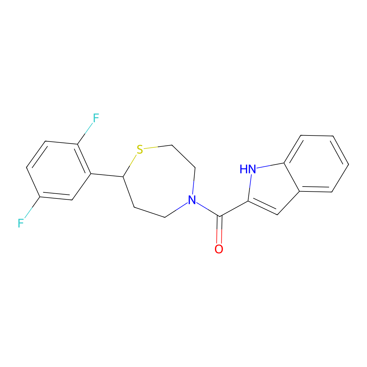 (7-(2,5-difluorophenyl)-1,4-thiazepan-4-yl)(1H-indol-2-yl)methanone molecular structure, CAS 1705332-02-0