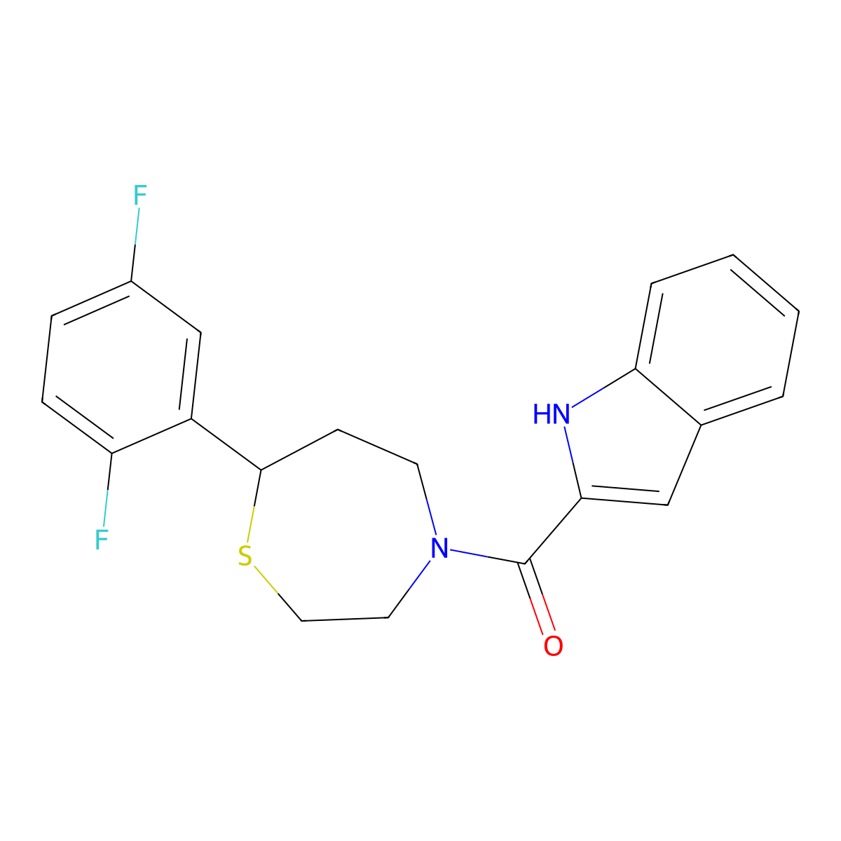 (7-(2,5-difluorophenyl)-1,4-thiazepan-4-yl)(1H-indol-2-yl)methanone molecular structure, CAS 1705332-02-0