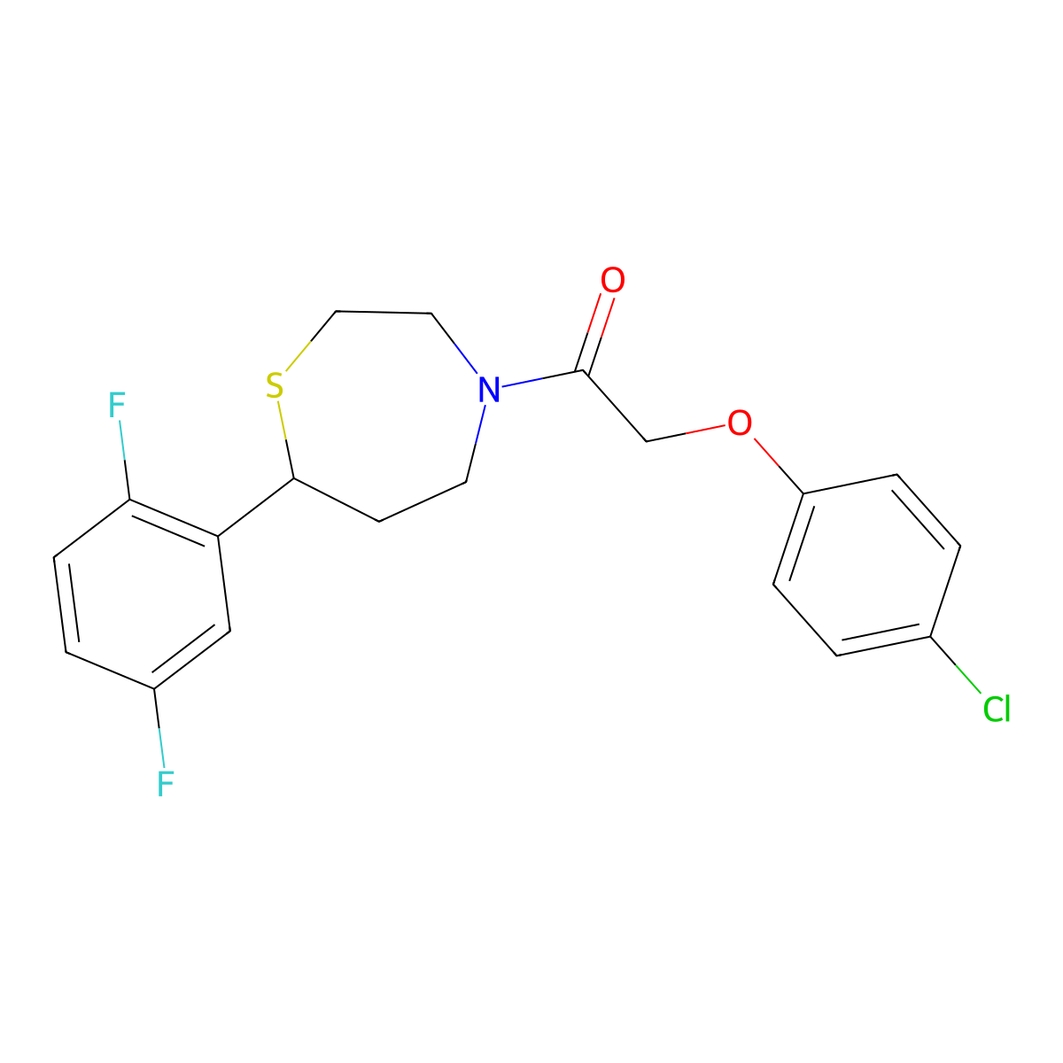 2-(4-Chlorophenoxy)-1-(7-(2,5-difluorophenyl)-1,4-thiazepan-4-yl)ethanone molecular structure, CAS 1705332-45-1