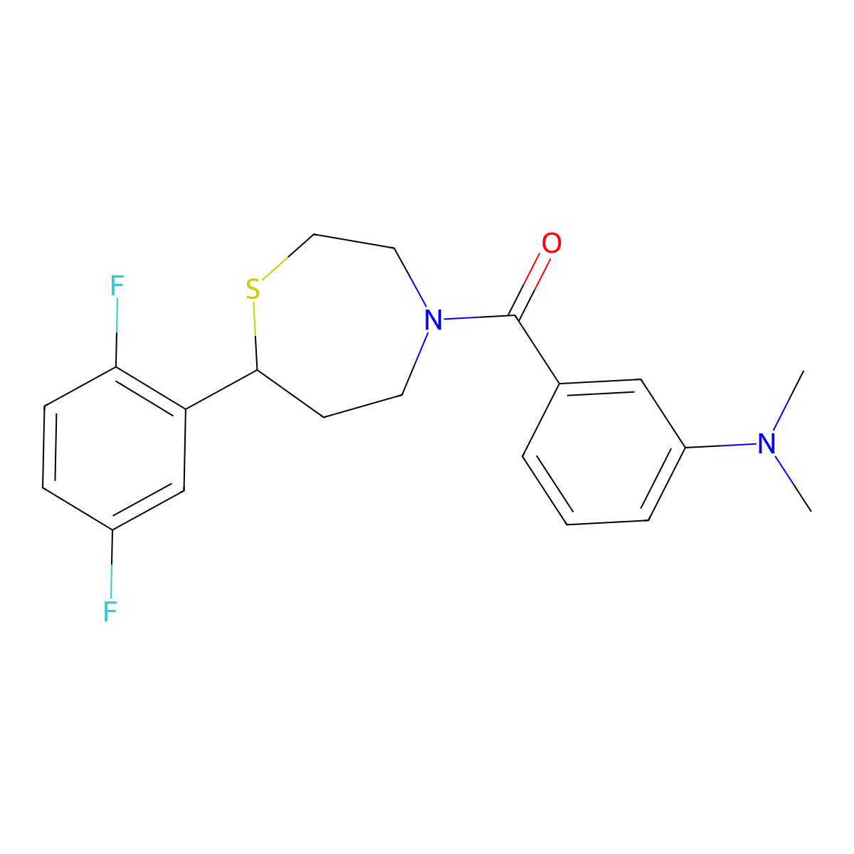 (7-(2,5-Difluorophenyl)-1,4-thiazepan-4-yl)(3-(dimethylamino)phenyl)methanone molecular structure, CAS 1705332-90-6