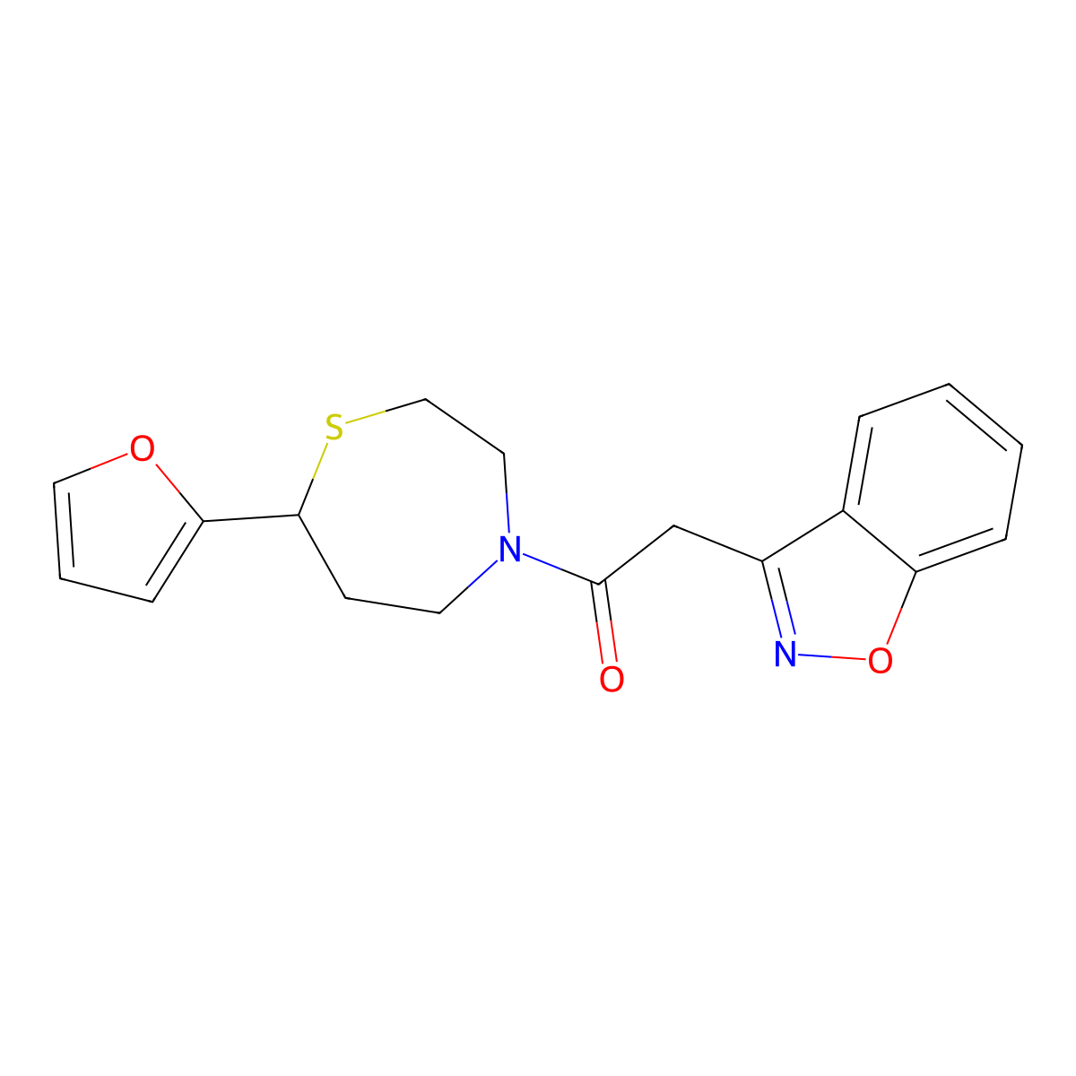 2-(Benzo[d]isoxazol-3-yl)-1-(7-(furan-2-yl)-1,4-thiazepan-4-yl)ethanone molecular structure, CAS 1705334-95-7