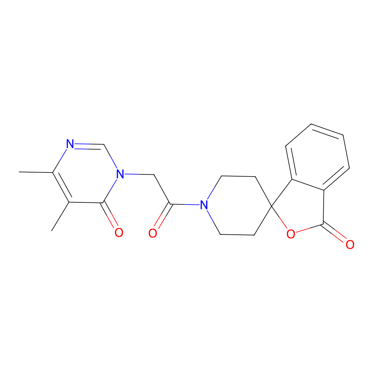 1'-[2-(4,5-dimethyl-6-oxo-1,6-dihydropyrimidin-1-yl)acetyl]-3H-spiro[2-benzofuran-1,4'-piperidine]-3-one molecular structure, CAS 1705338-45-9